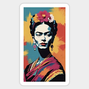 Frida's Radiant Colors: Vibrant Portrait Magnet